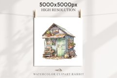 Garden Whimsical Shed Floral Clipart PNG Scrapbooking Files Watercolor Transparent wedding invitation shirt designs sublimation printable bloom architecture watercolor Whimsical Shed Garden Floral flowers shop clipart, sublimation nursery, collage files