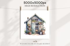 Garden Whimsical Shed Floral Clipart PNG Scrapbooking Files Watercolor Transparent wedding invitation shirt designs sublimation printable bloom architecture watercolor Whimsical Shed Garden Floral flowers shop clipart, sublimation nursery, collage files