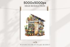 Garden Whimsical Shed Floral Clipart PNG Scrapbooking Files Watercolor Transparent wedding invitation shirt designs sublimation printable bloom architecture watercolor Whimsical Shed Garden Floral flowers shop clipart, sublimation nursery, collage files