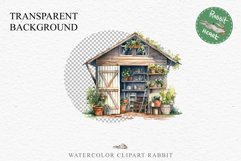 Garden Whimsical Shed Floral Clipart PNG Scrapbooking Files Watercolor Transparent wedding invitation shirt designs sublimation printable bloom architecture watercolor Whimsical Shed Garden Floral flowers shop clipart, sublimation nursery, collage files