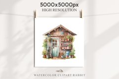 Garden Whimsical Shed Floral Clipart PNG Scrapbooking Files Watercolor Transparent wedding invitation shirt designs sublimation printable bloom architecture watercolor Whimsical Shed Garden Floral flowers shop clipart, sublimation nursery, collage files