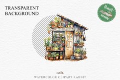 Garden Whimsical Shed Floral Clipart PNG Scrapbooking Files Watercolor Transparent wedding invitation shirt designs sublimation printable bloom architecture watercolor Whimsical Shed Garden Floral flowers shop clipart, sublimation nursery, collage files