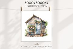 Garden Whimsical Shed Floral Clipart PNG Scrapbooking Files Watercolor Transparent wedding invitation shirt designs sublimation printable bloom architecture watercolor Whimsical Shed Garden Floral flowers shop clipart, sublimation nursery, collage files