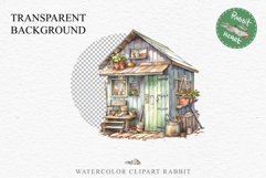Garden Whimsical Shed Floral Clipart PNG Scrapbooking Files Watercolor Transparent wedding invitation shirt designs sublimation printable bloom architecture watercolor Whimsical Shed Garden Floral flowers shop clipart, sublimation nursery, collage files