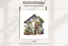 Garden Whimsical Shed Floral Clipart PNG Scrapbooking Files Watercolor Transparent wedding invitation shirt designs sublimation printable bloom architecture watercolor Whimsical Shed Garden Floral flowers shop clipart, sublimation nursery, collage files