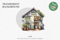 Garden Whimsical Shed Floral Clipart PNG Scrapbooking Files Watercolor Transparent wedding invitation shirt designs sublimation printable bloom architecture watercolor Whimsical Shed Garden Floral flowers shop clipart, sublimation nursery, collage files