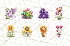 Whimsical Flowers &amp; Plants Clip Art PNG, Garden Floral Png Product Image 5