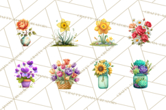 Whimsical Flowers &amp; Plants Clip Art PNG, Garden Floral Png Product Image 6