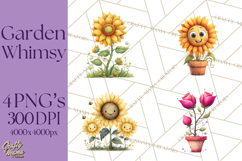 Whimsical Flowers &amp; Plants Clip Art PNG, Garden Floral Png Product Image 1