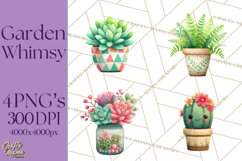 Whimsical Flowers &amp; Plants Clip Art PNG, Garden Floral Png Product Image 1