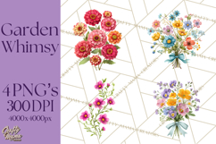 Whimsical Flowers &amp; Plants Clip Art PNG, Garden Floral Png Product Image 1