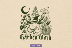 Garden Witch SVG PNG, Frog Witch Poisonous Plant Botanical Product Image 1