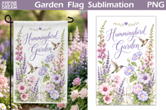 Hummingbird Garden Flag | Floral Sublimation PNG Product Image 1