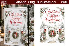 Christmas Cottage Flag | Winter Sublimation PNG Product Image 1