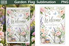 Floral Welcome Garden Flag | Watering Can Decor Sublimation Product Image 1