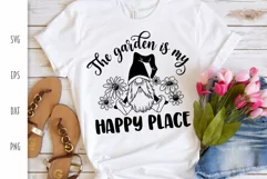 Garden Gnome SVG - The Garden is My Happy Place Cut File Product Image 1