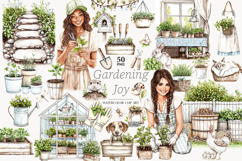 GlamArtZhanna, Gardening clipart, Gardening png, Garden clipart, Spring Garden image, Spring Garden png, Spring clip art, gardener clipart, gardener png, Cottage Garden png, Summer Garden png, Black Girl Gardener, Gardening Graphics, seedling clipart