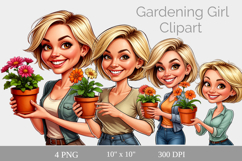 Gardening Girl Clipart Cute Flower Pot PNG Product Image 2
