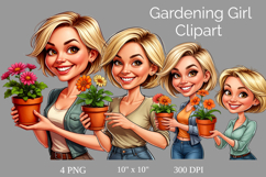 Gardening Girl Clipart Cute Flower Pot PNG Product Image 1