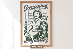Gardening Is My Therapy SVG Relaxed Garden Woman Cut File Product Image 1