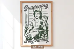 Gardening Is My Therapy SVG Relaxed Garden Woman Cut File Product Image 1