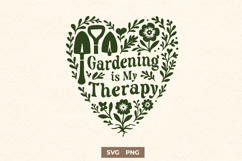 Gardening Is My Therapy SVG Floral Heart Garden Quote PNG Product Image 1