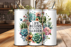 Life Begins in the Garden Tumbler Wrap for Sublimation PNG Product Image 1