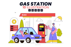 10 Gas Station Vector Illustration Product Image 1