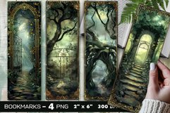 Secret garden gate bookmark, Ethereal mist forest bookmark Product Image 1