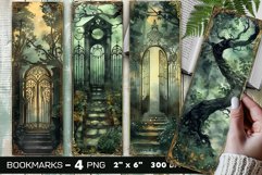 Secret garden gate bookmark, Ethereal mist forest bookmark Product Image 1