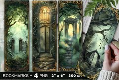 Secret garden gate bookmark, Ethereal mist forest bookmark Product Image 1