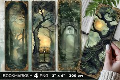 Secret garden gate bookmark, Ethereal mist forest bookmark Product Image 1
