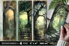 Secret garden gate bookmark, Ethereal mist forest bookmark Product Image 1