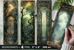 Secret garden gate bookmark, Ethereal mist forest bookmark Product Image 1
