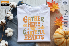 Gather Here with Grateful Hearts SVG File | Fall Retro SVG Product Image 1