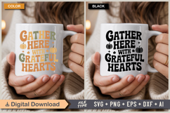 Gather Here with Grateful Hearts SVG File | Fall Retro SVG Product Image 4