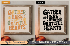 Gather Here with Grateful Hearts SVG File | Fall Retro SVG Product Image 5