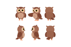 Cute owl character design in flat style showcasing multiple Product Image 1