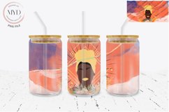 Glass Can 16oz African Woman Sunrise Sublimation Tumbler Product Image 1