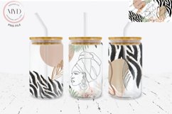 Glass Can 16oz African Queen, Zebra Sublimation Tumbler Product Image 1