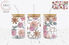 Glass Can 16oz Holiday Florals, Fruit Sublimation Tumbler Product Image 1