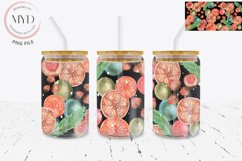 Glass Can 16oz Holiday Floral, Fruit Sublimation Tumbler Product Image 1