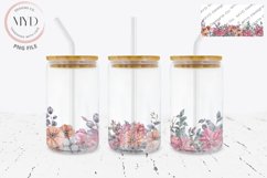 Glass Can 16oz Holiday Florals, Pumpkin Sublimation Tumbler Product Image 1