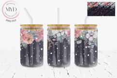 Glass Can 16oz Holiday Floral, Snow Sublimation Tumbler Product Image 1
