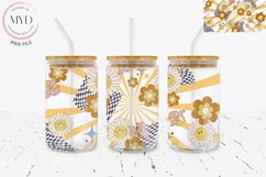 Glass Can 16oz Retro Happy Face Floral Sublimation Tumbler Product Image 1