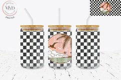 Glass Can 16 oz Retro Seascape, Checker Sublimation Tumbler Product Image 1