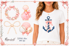 Coastal Coquette Clipart PNG | Nautical Charm Graphics Product Image 1