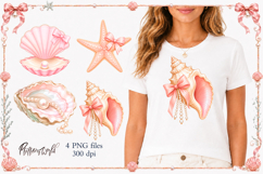 Girly Coastal Clipart PNG | Feminine Beach Illustrations Product Image 1