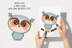 Cute owls PNG|Be owlsome quote Sublimation. Product Image 2
