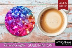 Gem Round Coaster - Crystal Coaster PNG Sublimation Product Image 1